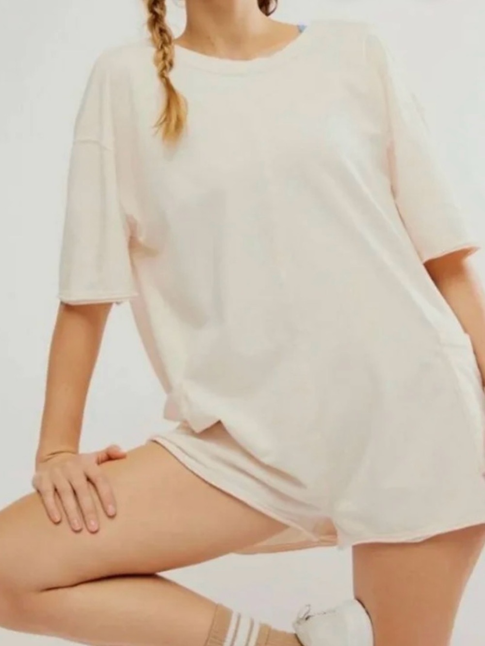 FREE PEOPLE Hot Shot Tee Romper by Free People NWOT SZ L in the color chalk - Picture 4 of 7